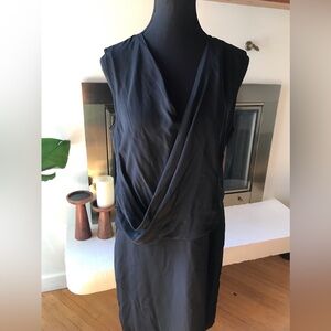 Katherine Barclay Montreal black 100% silk drape dress. Size medium